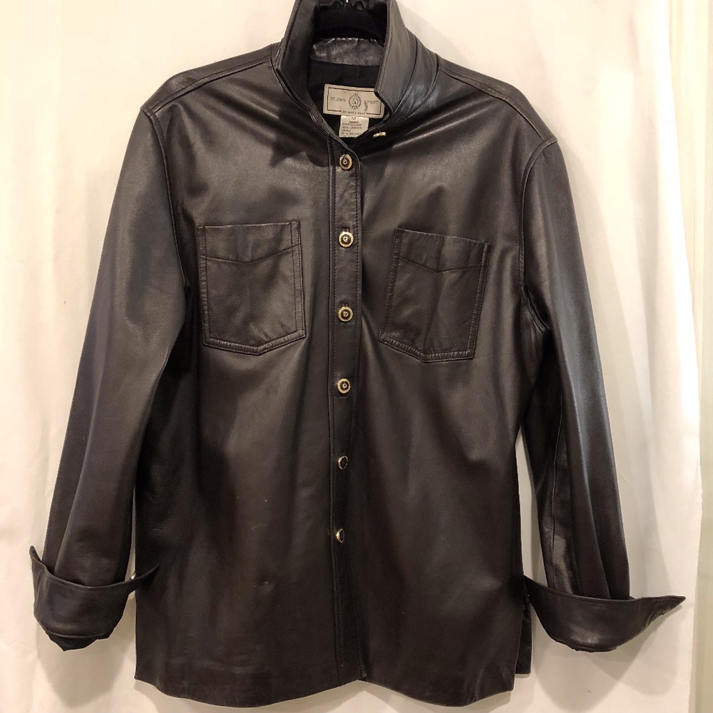 St. John Brown leather kid jacket